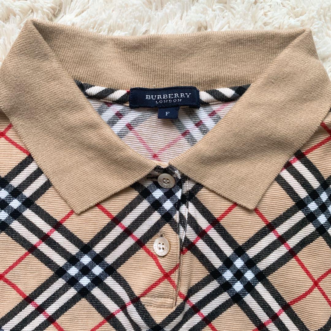 【美品】バーバリー ロンドン ノバチェック ポロシャツ ボタンシャツ F