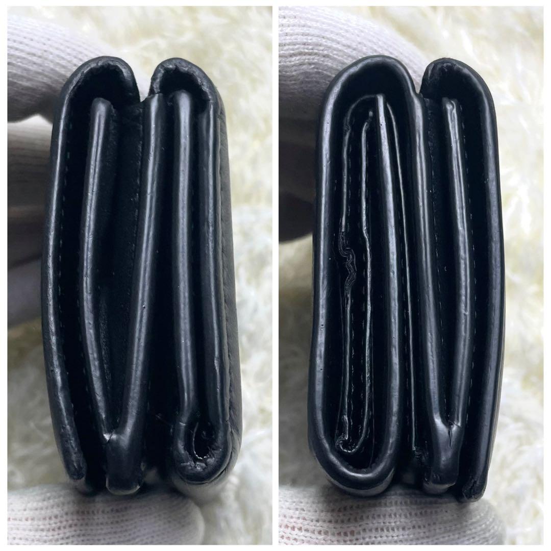 箱 保存袋付き 美品 バレンシアガ 三つ折り財布 コンパクト レザー ブラック
