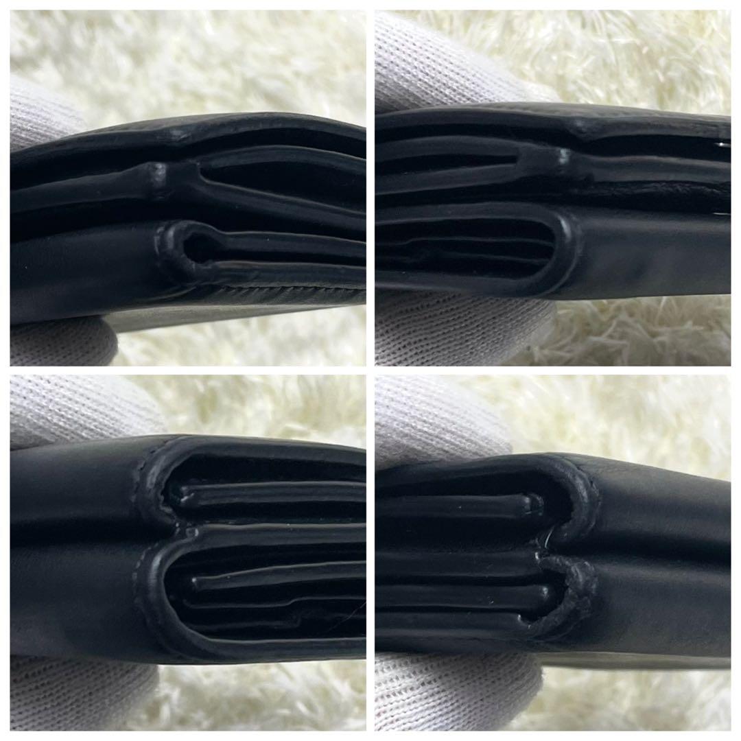 箱 保存袋付き 美品 バレンシアガ 三つ折り財布 コンパクト レザー ブラック