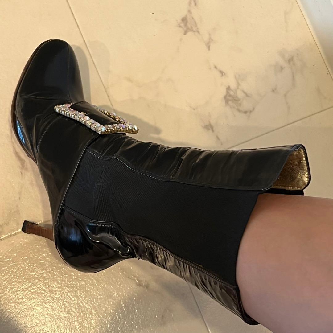 Dolce&Gabbana ドルガバ 大粒スワロ ミドルブーツ