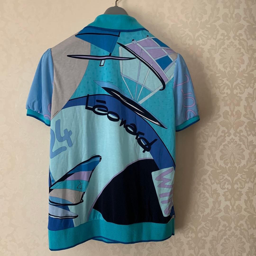 新品LEONARD スポーツ　ブルー系 ポロシャツ 半袖 40