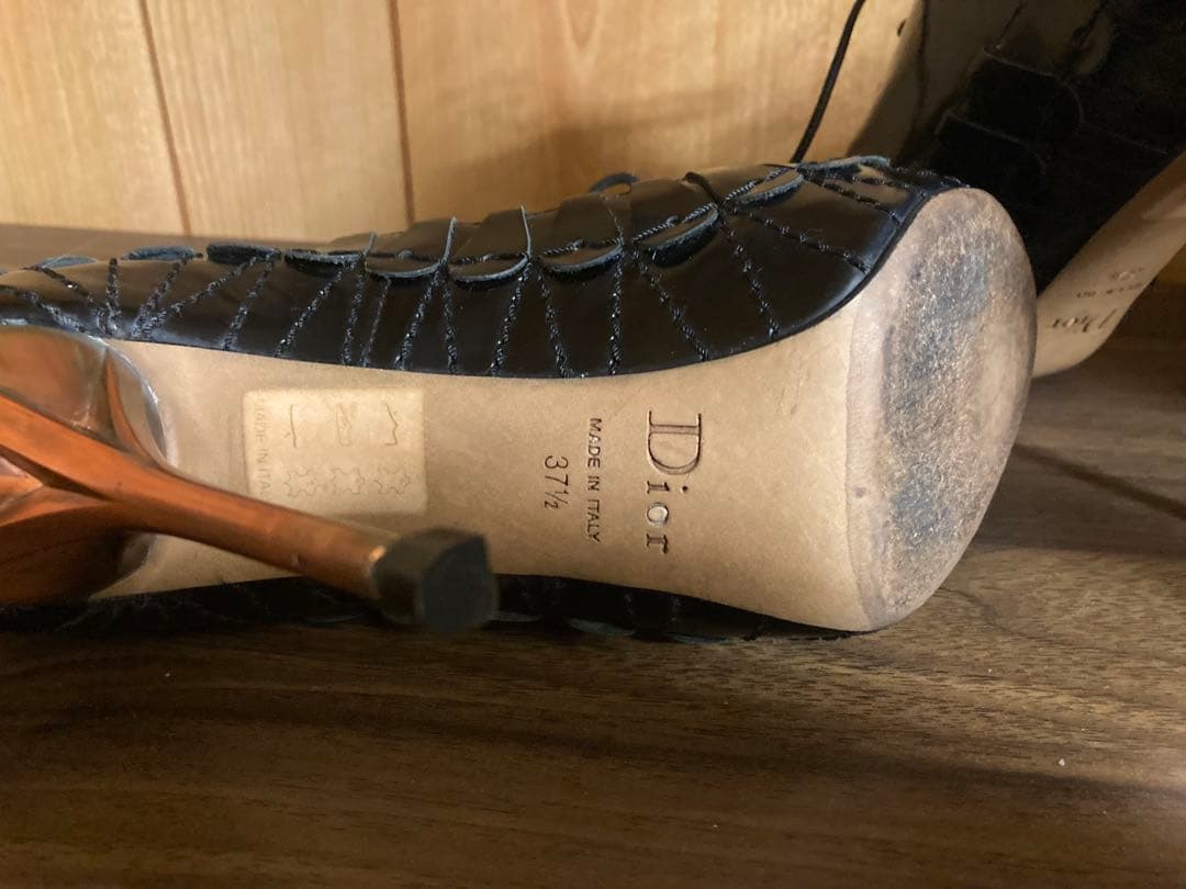 Dior クリスチャンディオール ブーティ パンプス ガラスレザー 37.5