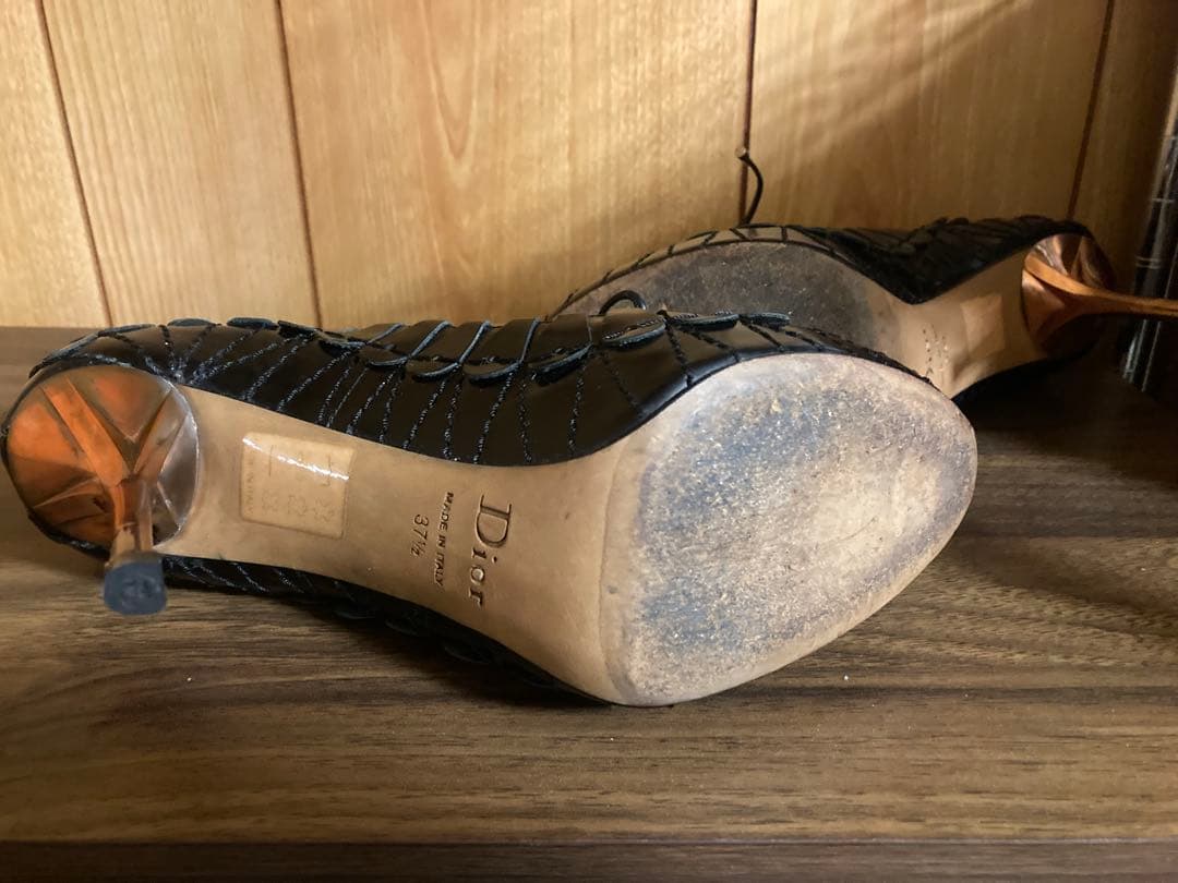 Dior クリスチャンディオール ブーティ パンプス ガラスレザー 37.5