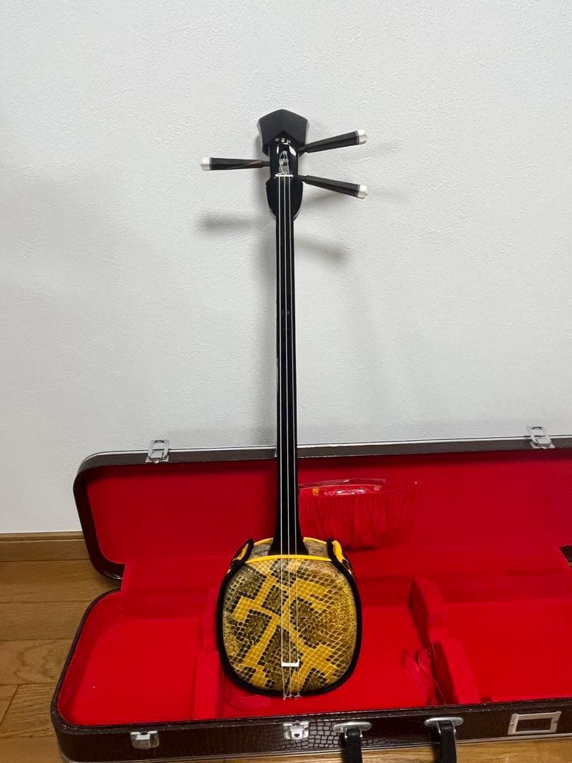 三味線 和楽器 沖縄 蛇柄　ハードケース付