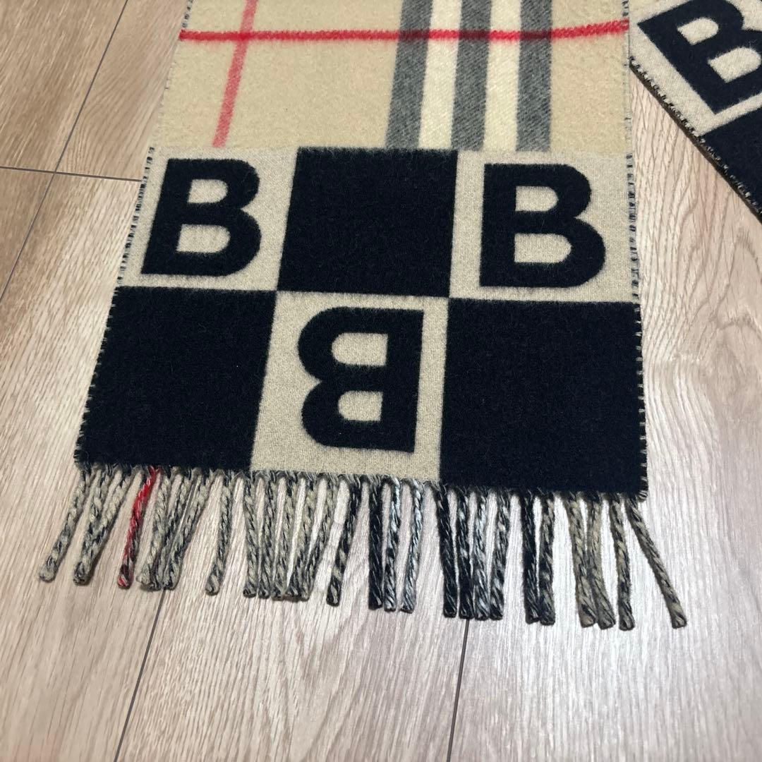 【極美品】BURBERRY ロゴチェック TB マフラー ベージュ