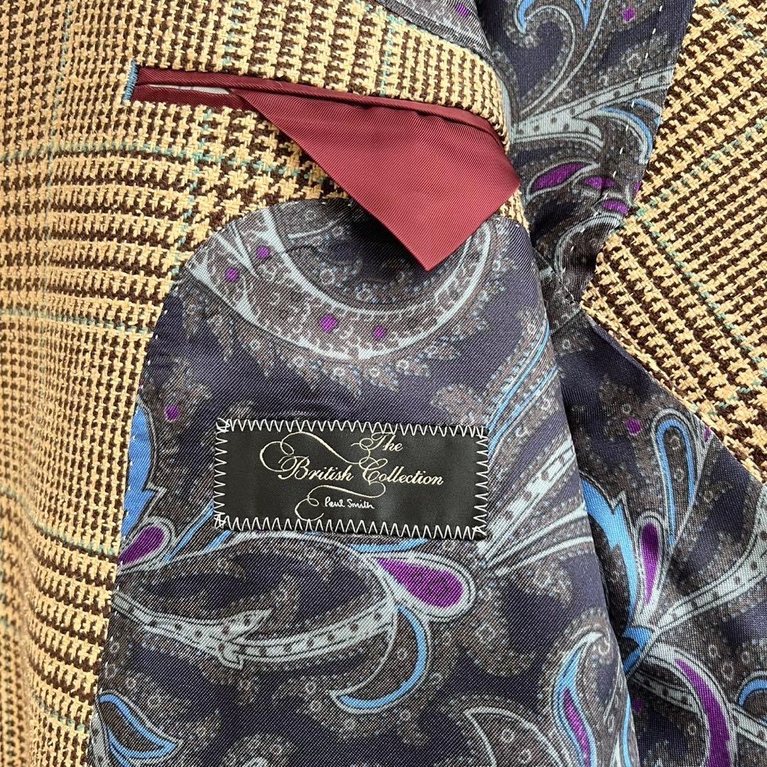 【美品】ポールスミス　ジャケット　ツイード　チェック　ペイズリー　シルク　M
