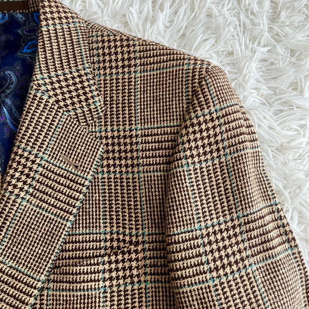 【美品】ポールスミス　ジャケット　ツイード　チェック　ペイズリー　シルク　M
