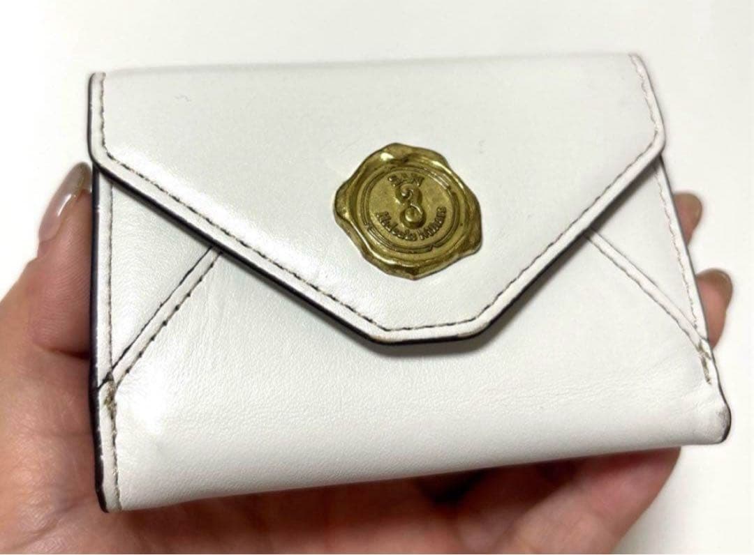 サンヒデアキミハラ　三つ折り財布　白　ホワイト