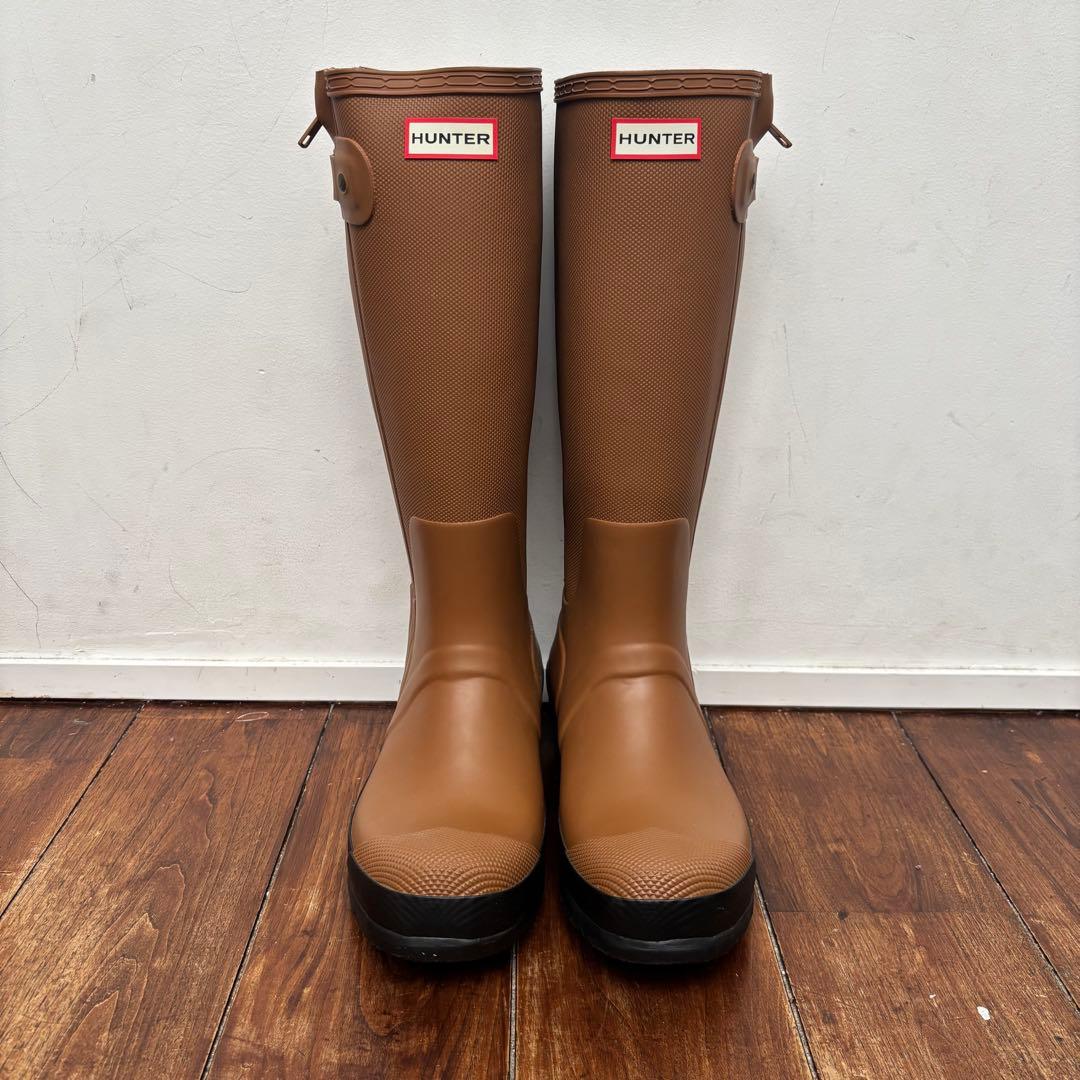 【美品】HUNTER ハンターラバーブーツUK8JP27cmキャメル長靴