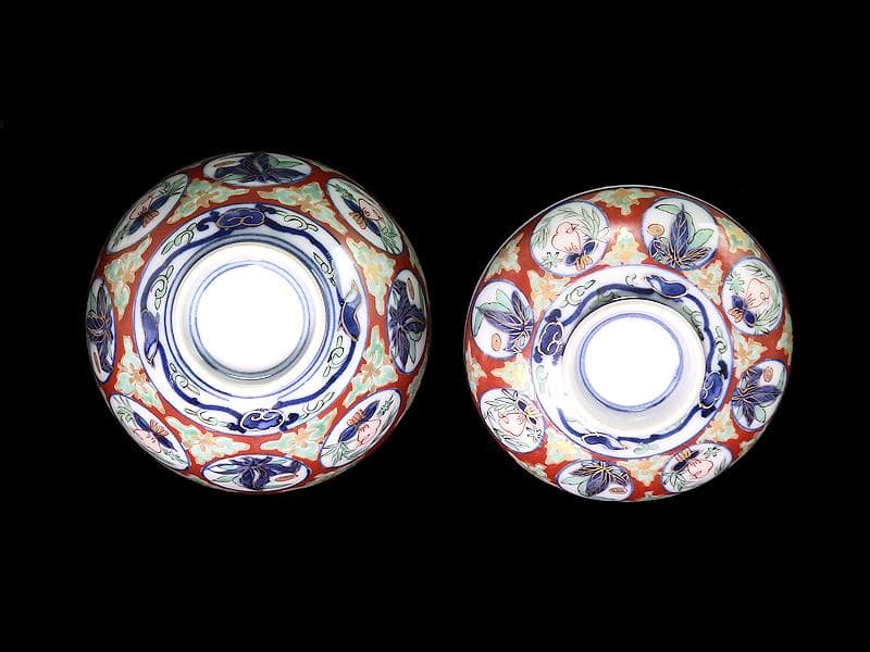 大聖寺伊万里　金襴手　丸紋に鳥の図　蓋茶碗　D136AS-fbqb
