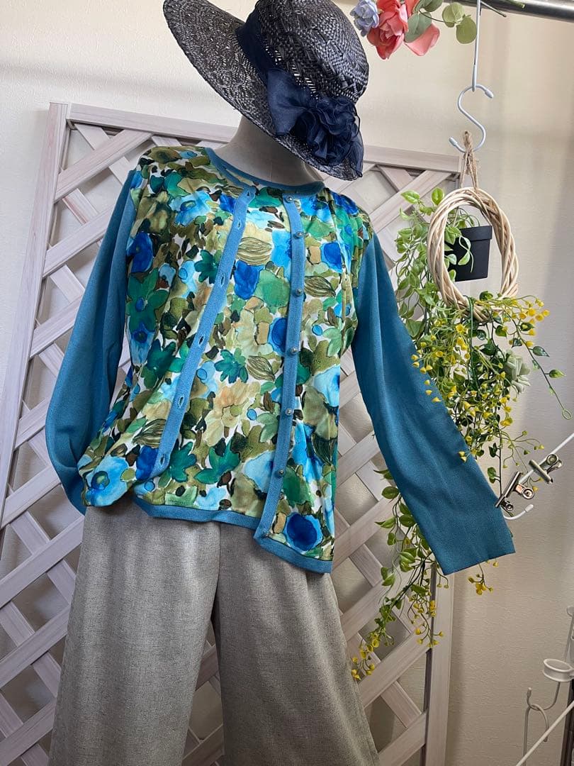 ⭐︎銀座　花菱　３万円⭐︎アンサンブル　 花柄長袖カーディガン 日本製