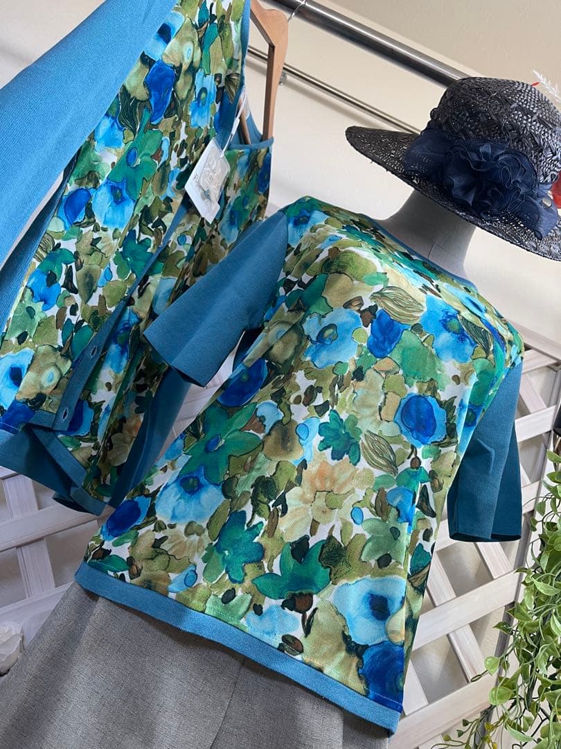 ⭐︎銀座　花菱　３万円⭐︎アンサンブル　 花柄長袖カーディガン 日本製