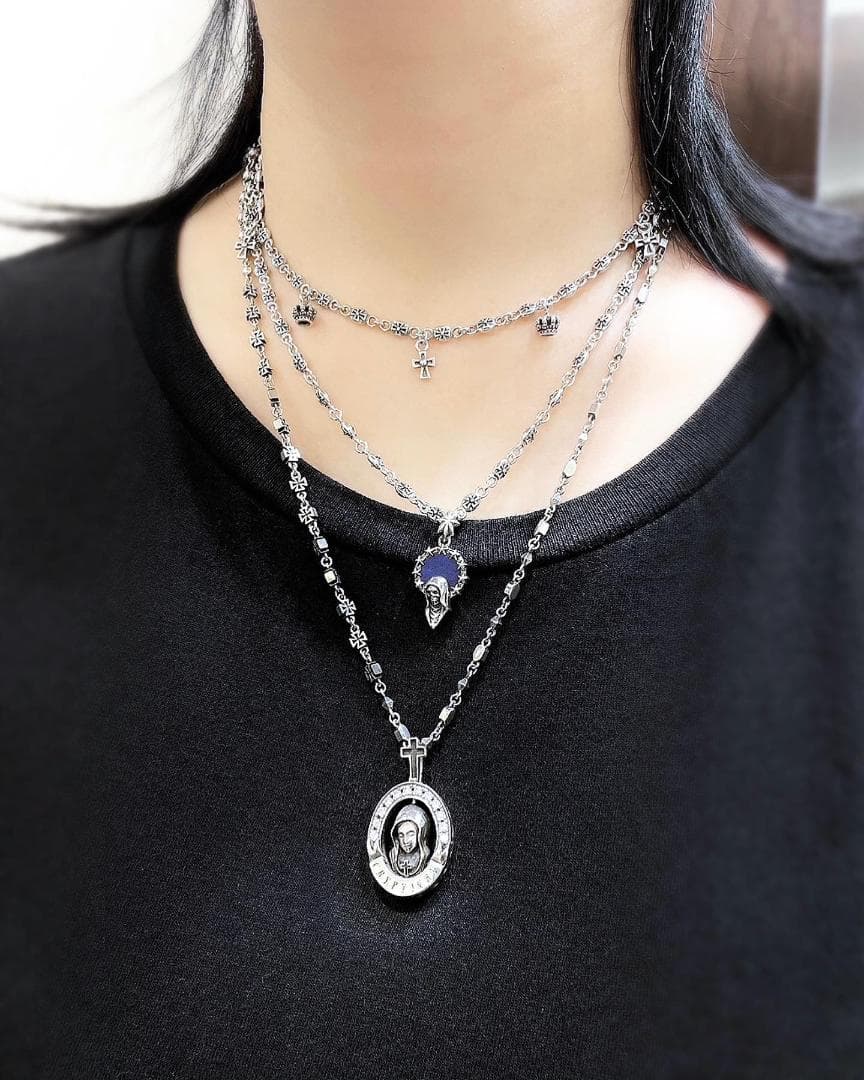 定価3.9万★ジャスティンデイビス ラピスラズリ装飾スカルマリアネックレス
