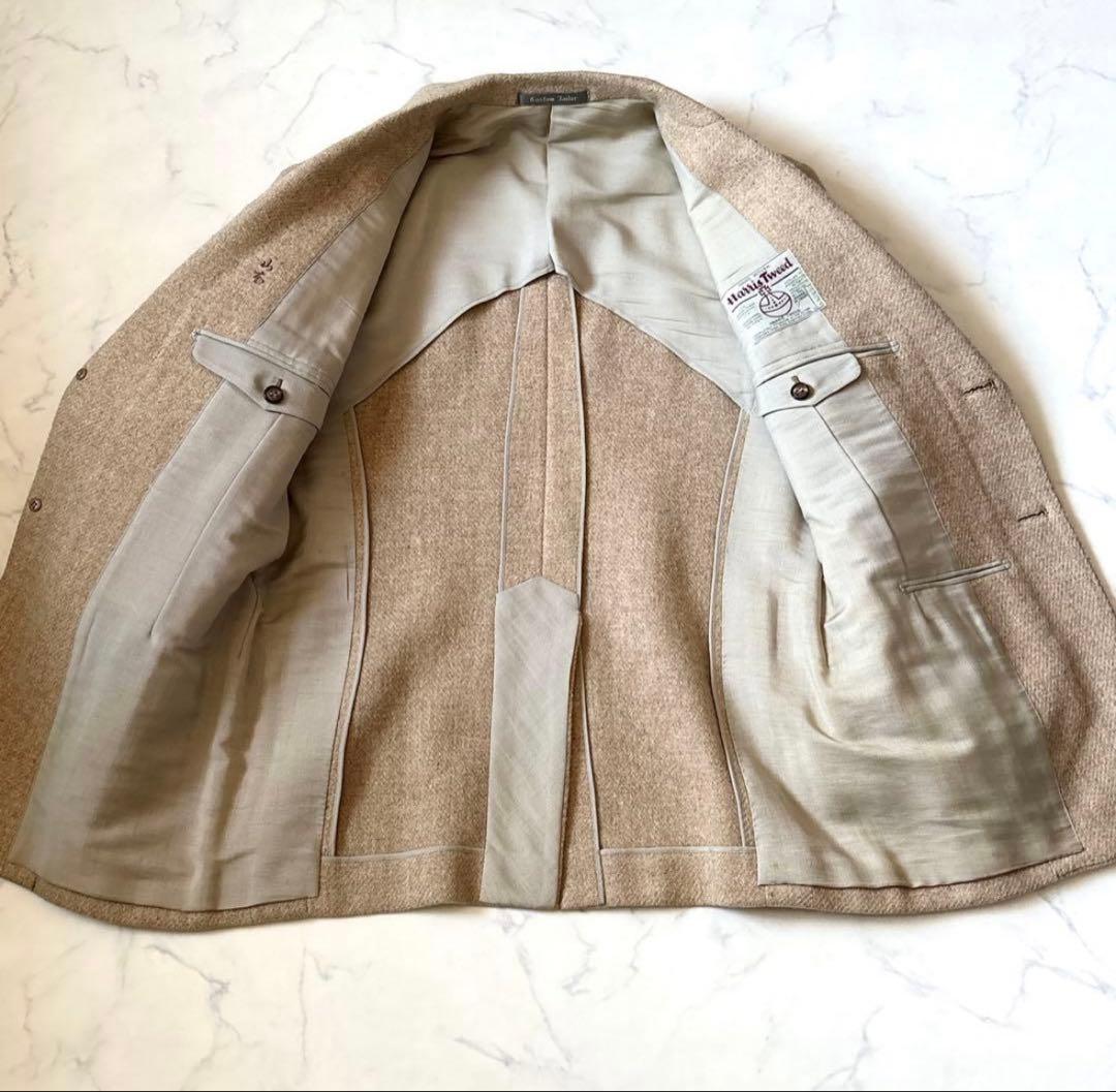 Harris Tweed ハリスツイード テーラードジャケット ベージュ系ウール