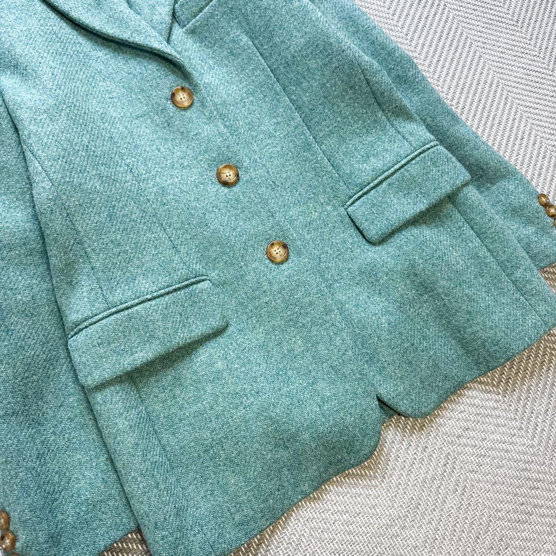 美品 MaxMara バージンウール100% テーラードジャケット グリーン M