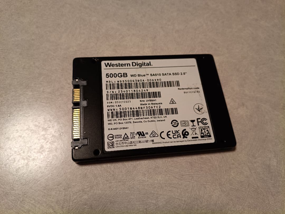 【値下げ】WD BlueSA510 500GB SSD67時間100% 249