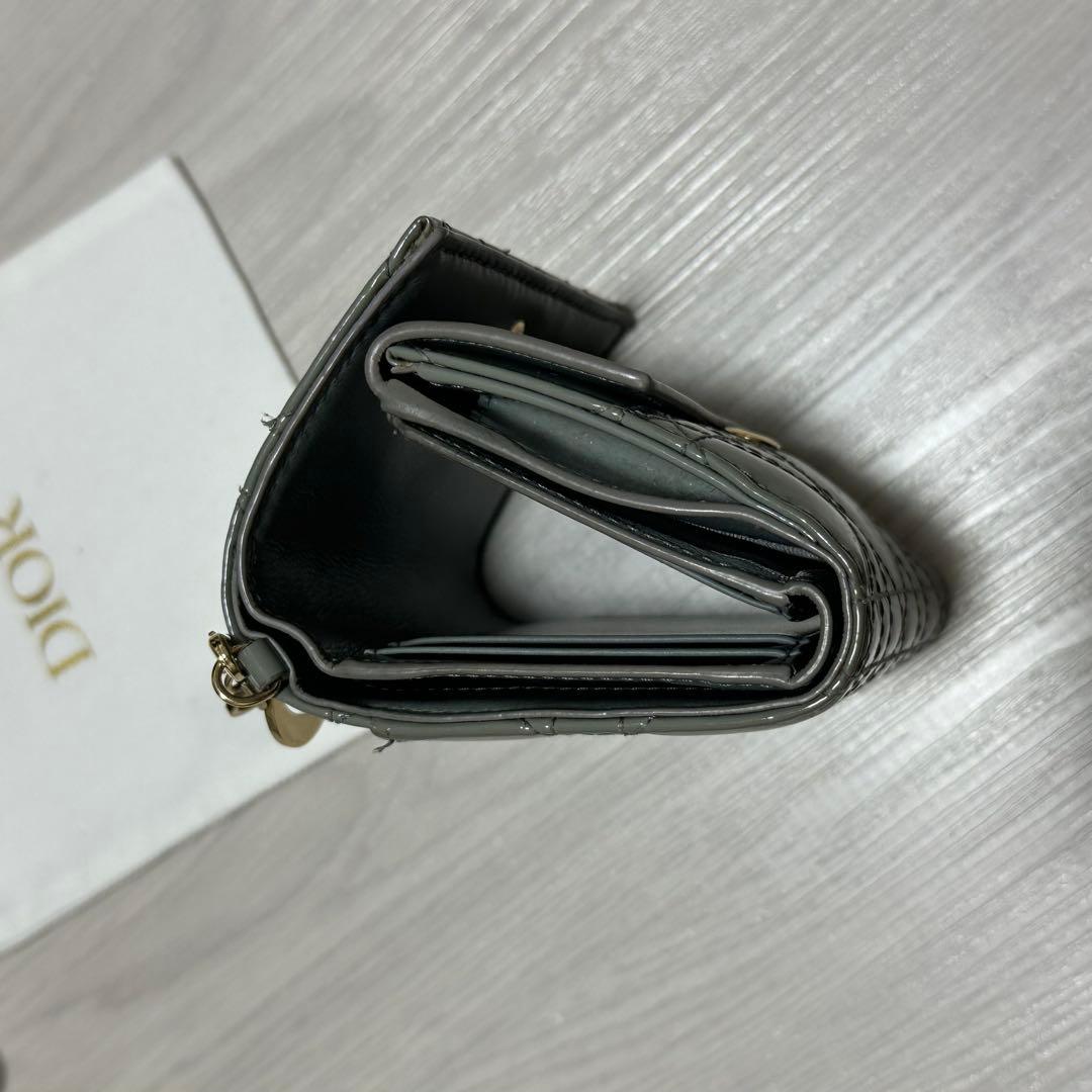 美品 Dior レディディオール パテントレザー 三つ折り財布