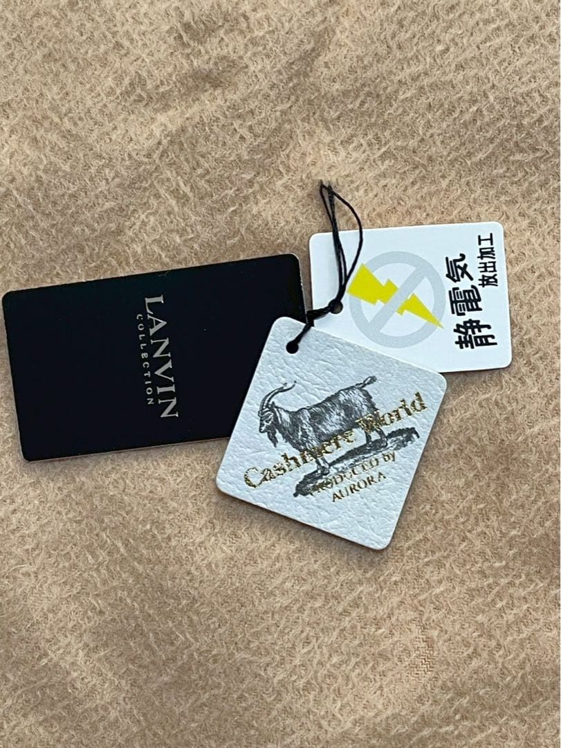 【新品未使用】ランバンコレクション　カシミア100%ショール／ストール　キャメル