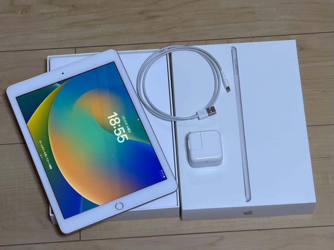 iPad 本体(第5世代)充電器・USBケーブル・ケース付き　箱あり