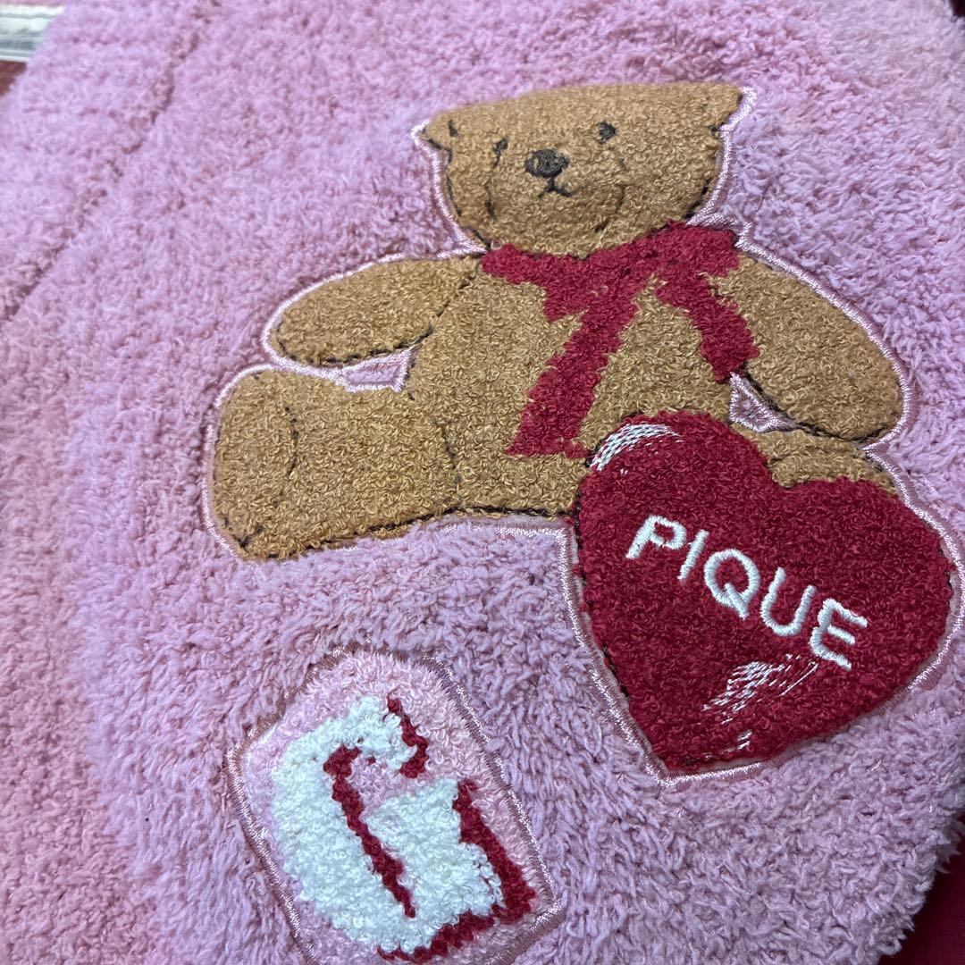 ジェラートピケ　ピンク テディベア刺繍 ルームウェア　カーディガン