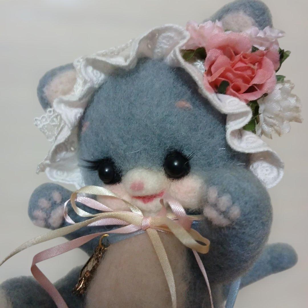 作家様　羊毛フェルト　グレーねこちゃん