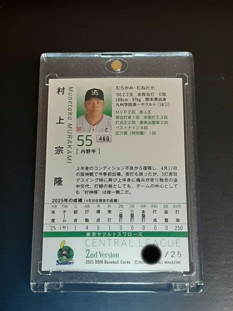【25枚限定】村上宗隆　2025　2nd Version赤箔サイン入りBBM