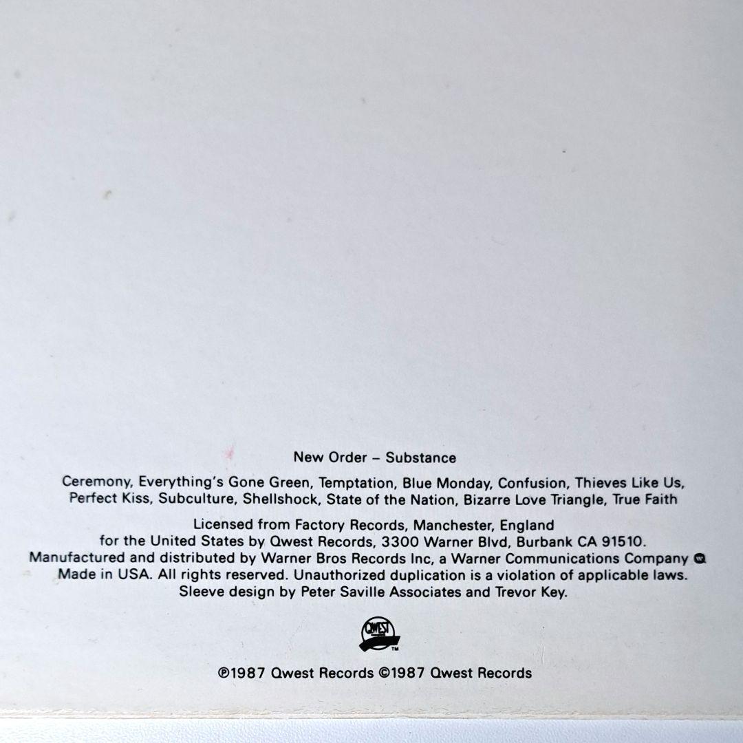 オリジナル　New Order　Substance　1987　レコード　2LP