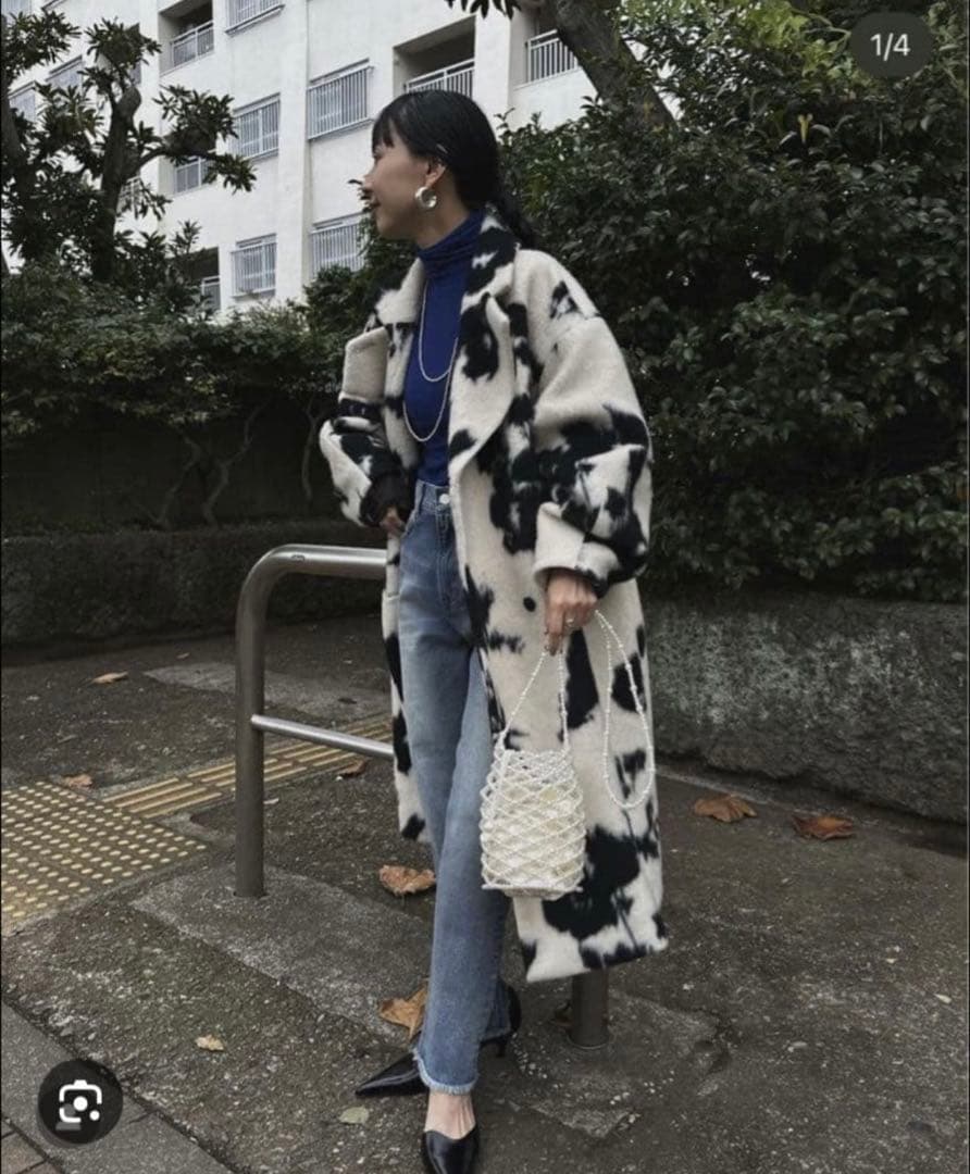 美品 AMERI UND SHADOW FLOWER WOOL COAT S