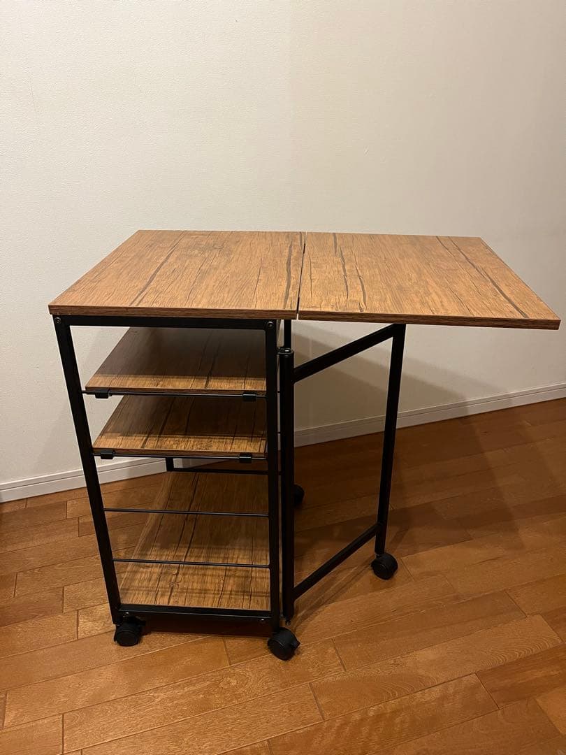 中古バタフライキッチンワゴンキャスター付き3段可動式