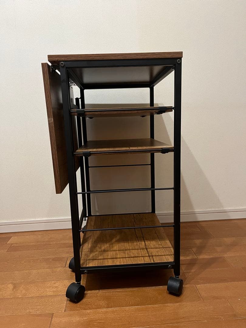 中古バタフライキッチンワゴンキャスター付き3段可動式