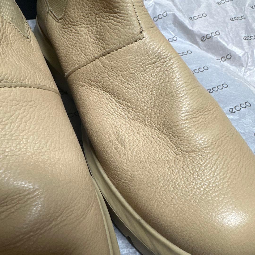 ECCO ベージュ サイドゴアブーツ