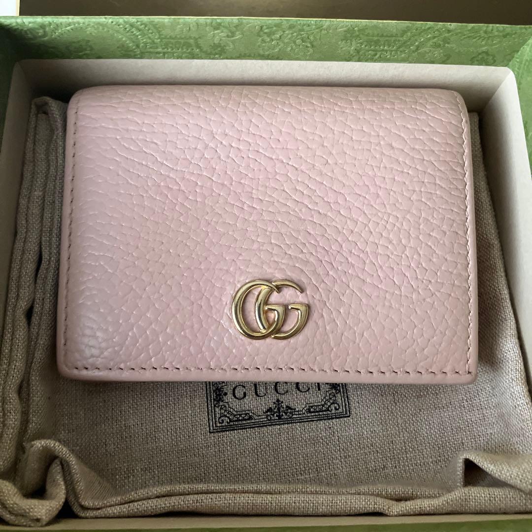 a*;様 GUCCI ミニ財布　マーモント　GGロゴ 二つ折り　ピンク