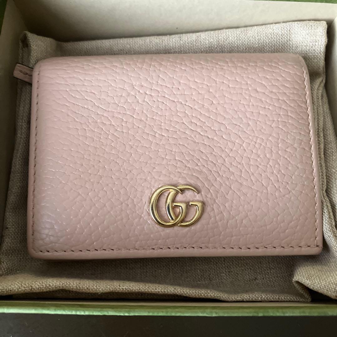 a*;様 GUCCI ミニ財布　マーモント　GGロゴ 二つ折り　ピンク