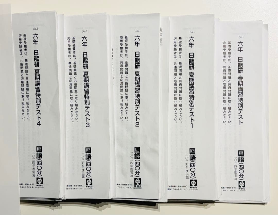日能研学習力育成テスト6年前期フルセット2025年4教科　春期、夏期、難関校