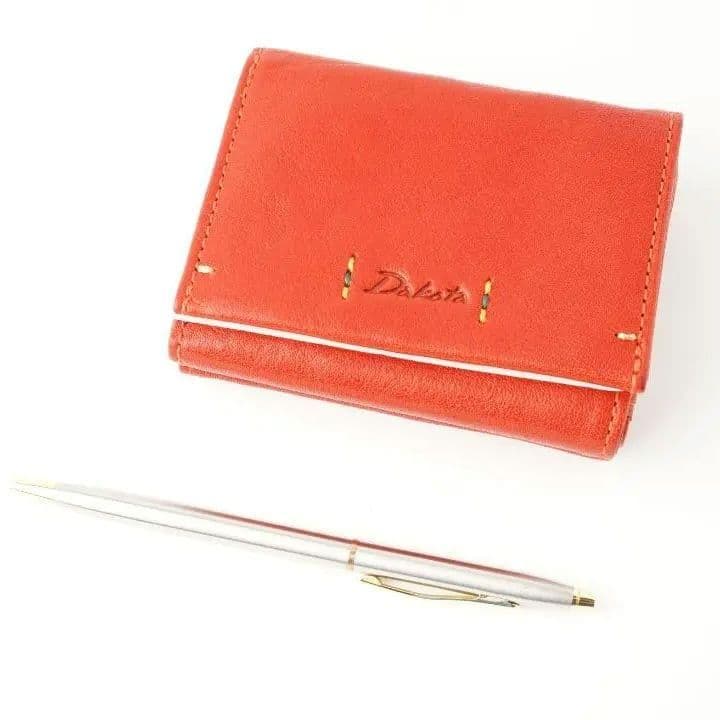 美品✨Dakota ダコタ レザー 革 三つ折り財布 がま口 レッド 赤