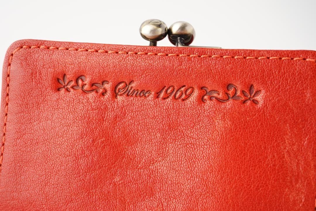 美品✨Dakota ダコタ レザー 革 三つ折り財布 がま口 レッド 赤