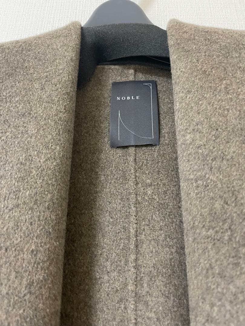 極美品Noble super160ショールカラーリバーコート ブラウン 36