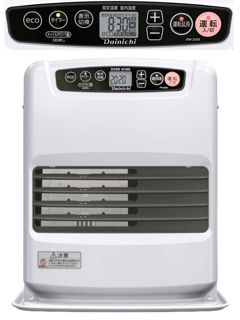ダイニチ石油ファンヒーター≪ＦＷ－Ｅ３２Ｓ５－Ｗ白≫木造９畳鉄筋１２畳　新品保付