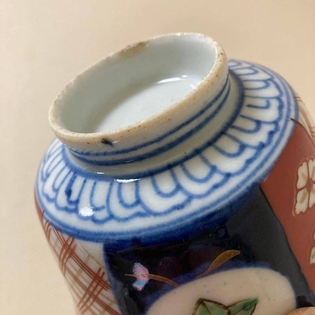 可愛いどんぶり　古伊万里　色絵染付間取　丼5客　蓋付碗　アンティーク　明治〜大正