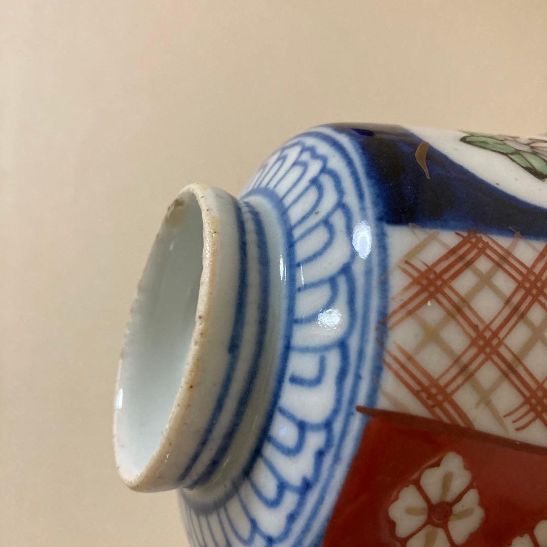 可愛いどんぶり　古伊万里　色絵染付間取　丼5客　蓋付碗　アンティーク　明治〜大正