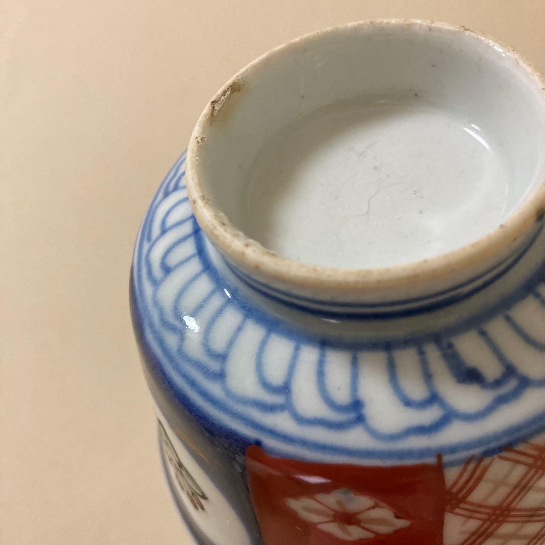 可愛いどんぶり　古伊万里　色絵染付間取　丼5客　蓋付碗　アンティーク　明治〜大正