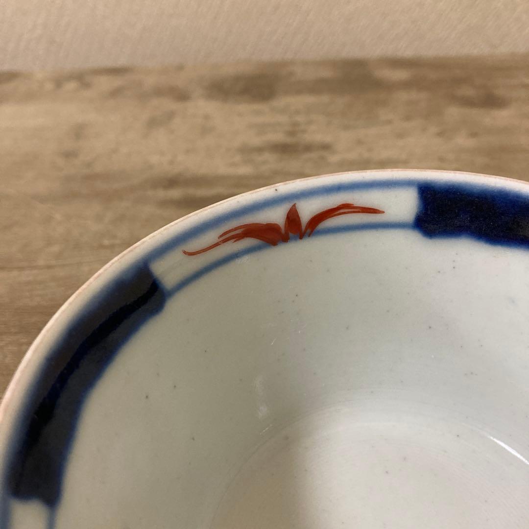可愛いどんぶり　古伊万里　色絵染付間取　丼5客　蓋付碗　アンティーク　明治〜大正