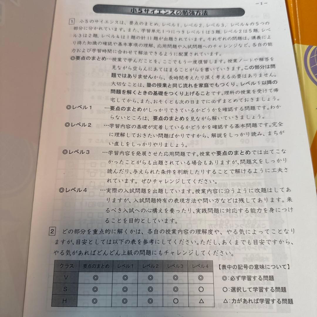 浜学園　小5 理科 サイエンス　テキスト　問題集　復習テスト付　S