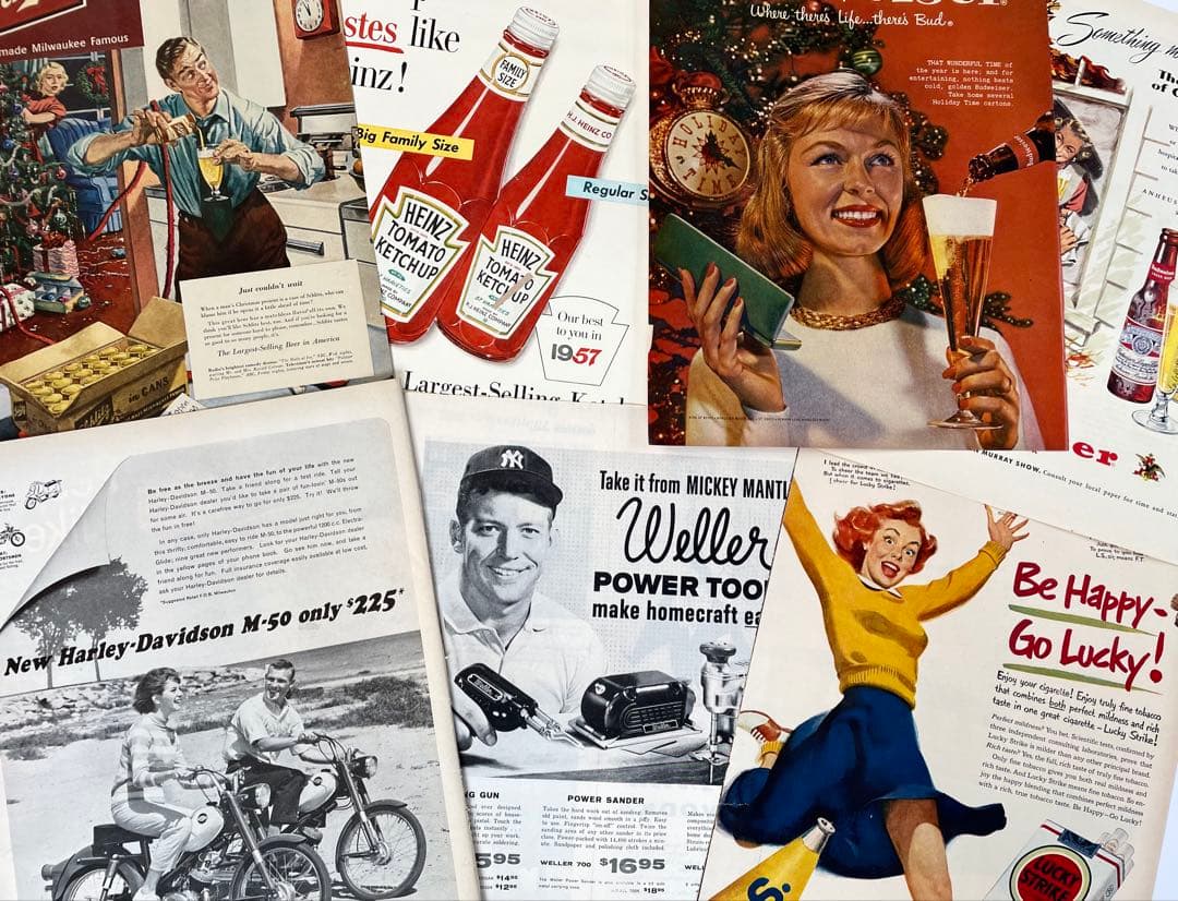 まとめて170枚◆ビンテージ、雑誌広告（1950～食品・他＜LIFE誌・ライフ誌