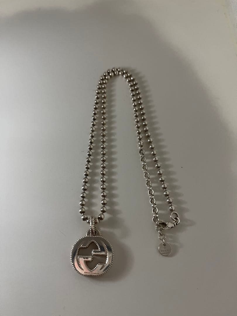 GUCCI シルバーボールチェーンネックレス