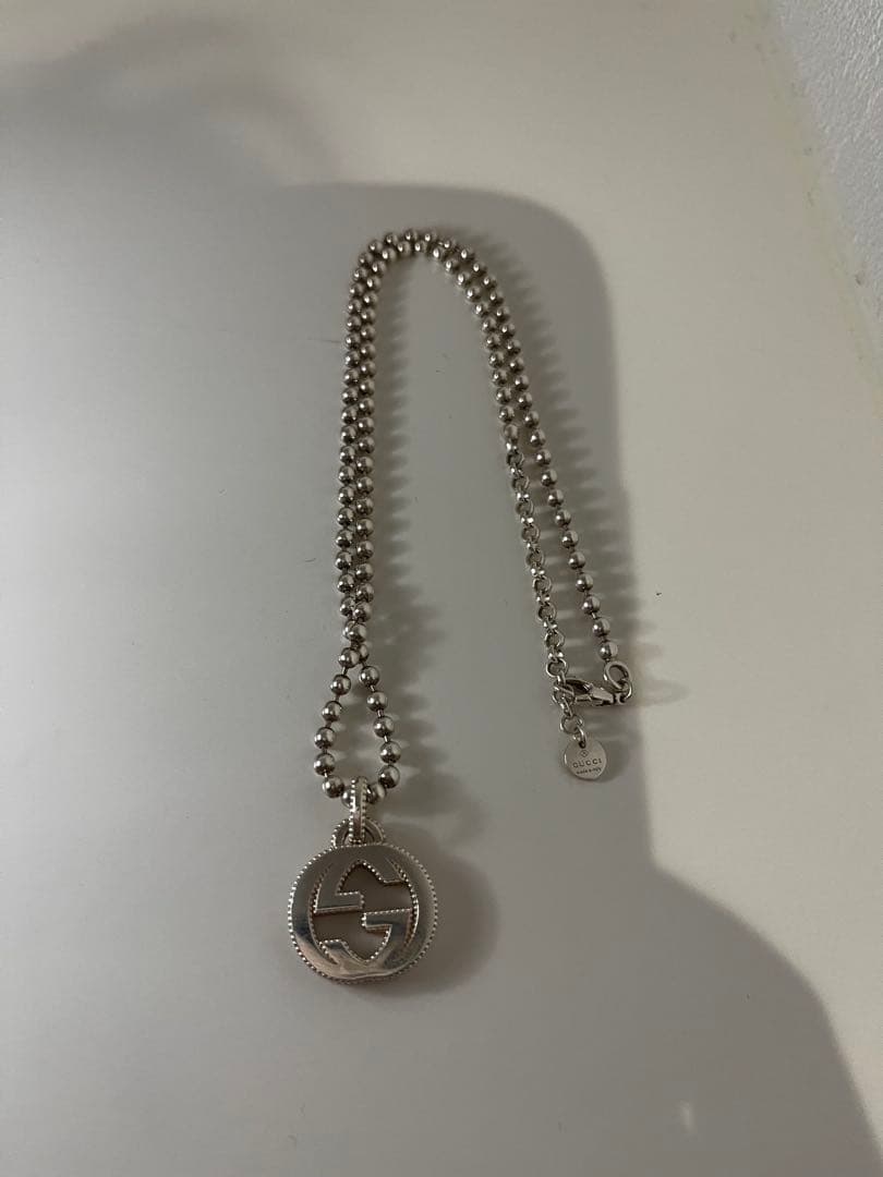 GUCCI シルバーボールチェーンネックレス