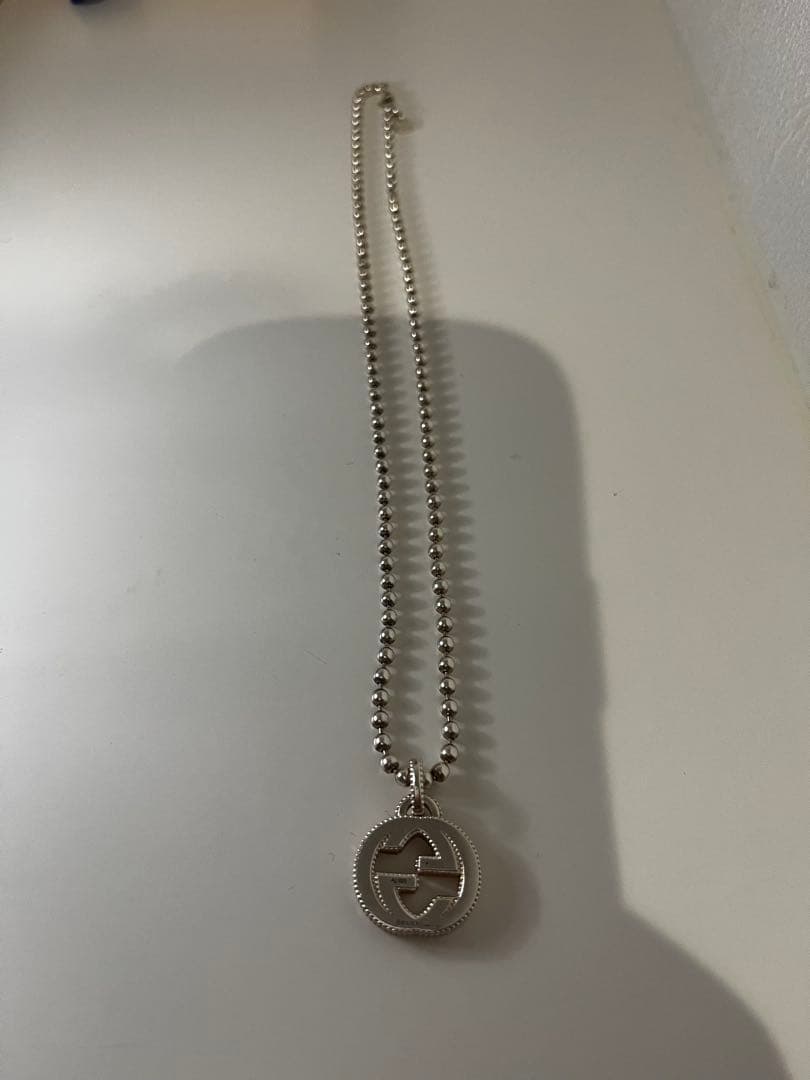GUCCI シルバーボールチェーンネックレス