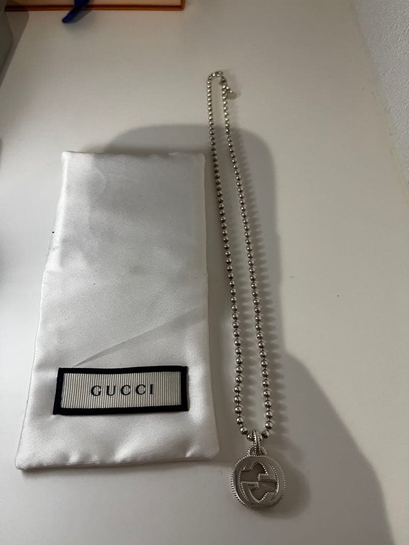 GUCCI シルバーボールチェーンネックレス