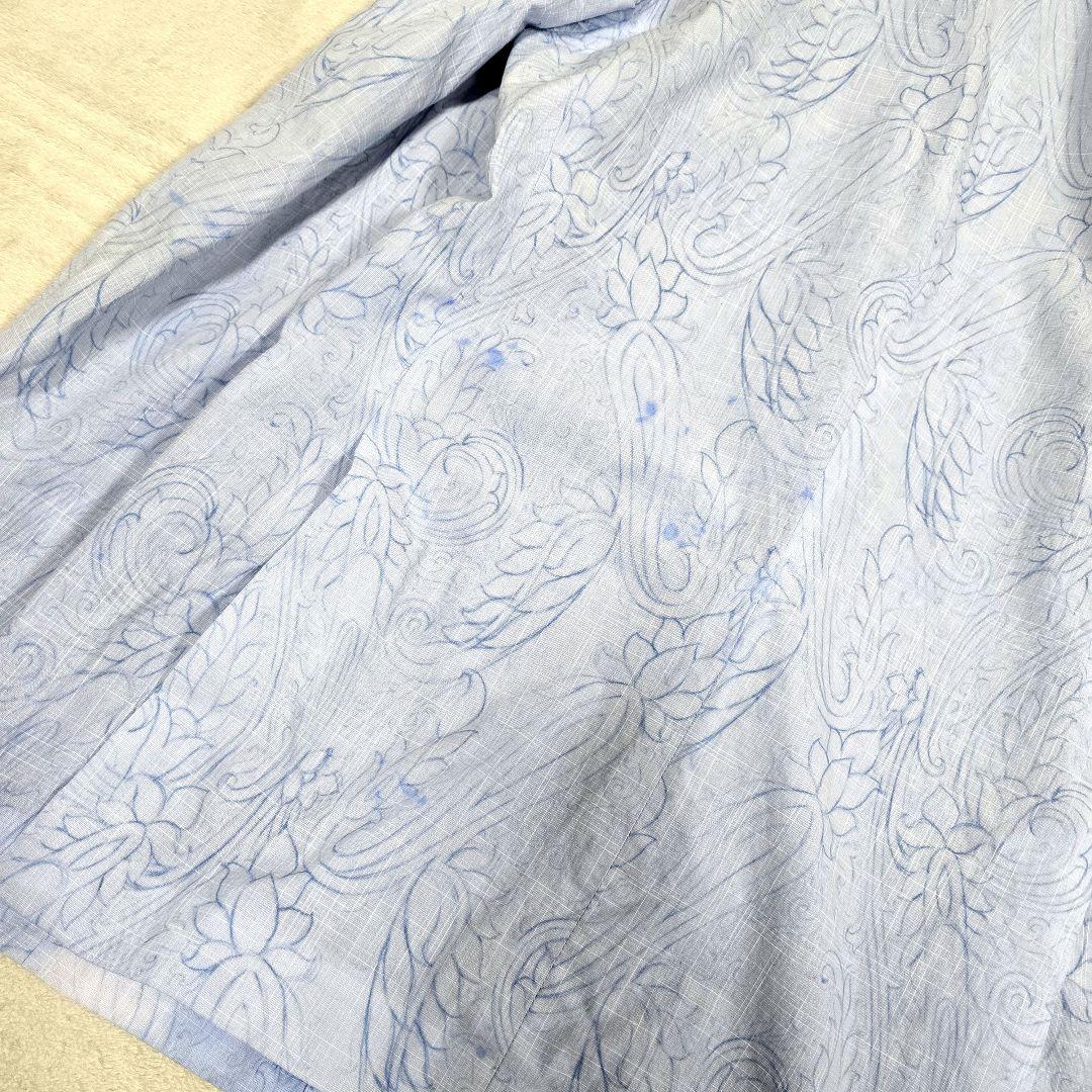 希少XL ETRO エトロ テーラードジャケット ブレザー 総柄 花柄 水色
