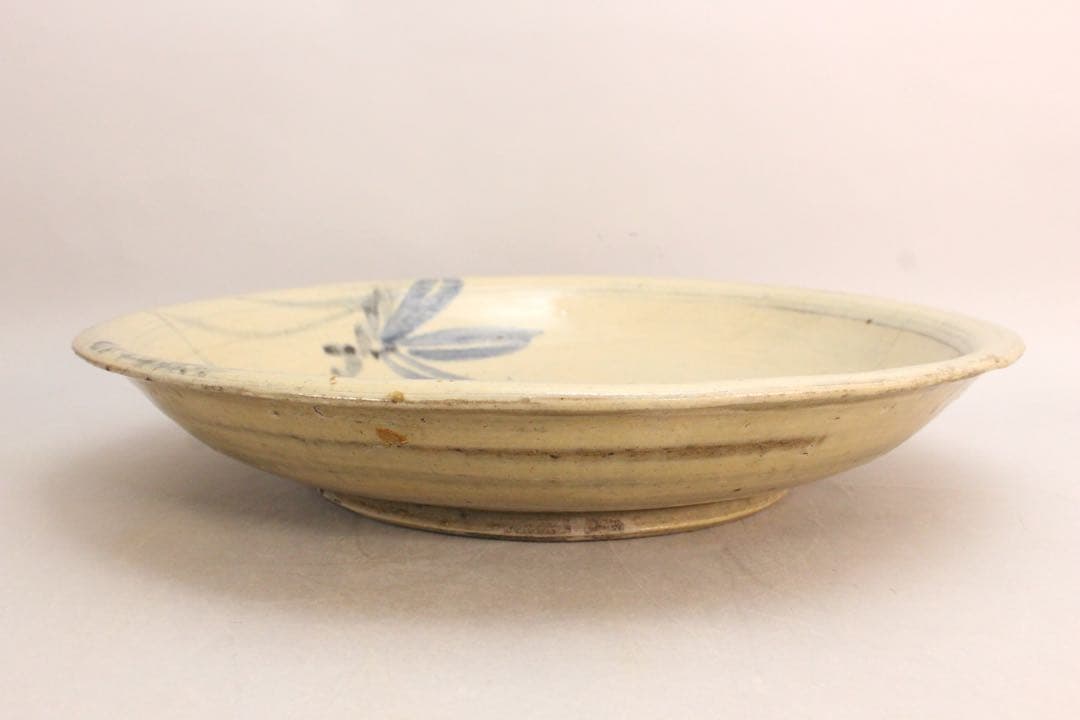 No5152 古瀬戸　草文大皿　直径41.7cm 陶磁器　民藝　古美術　送料無料